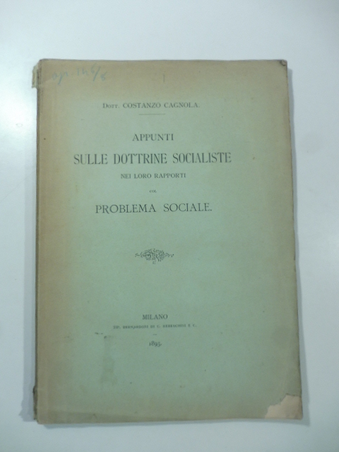 Appunti sulle dottrine socialiste nei loro rapporti col problema sociale